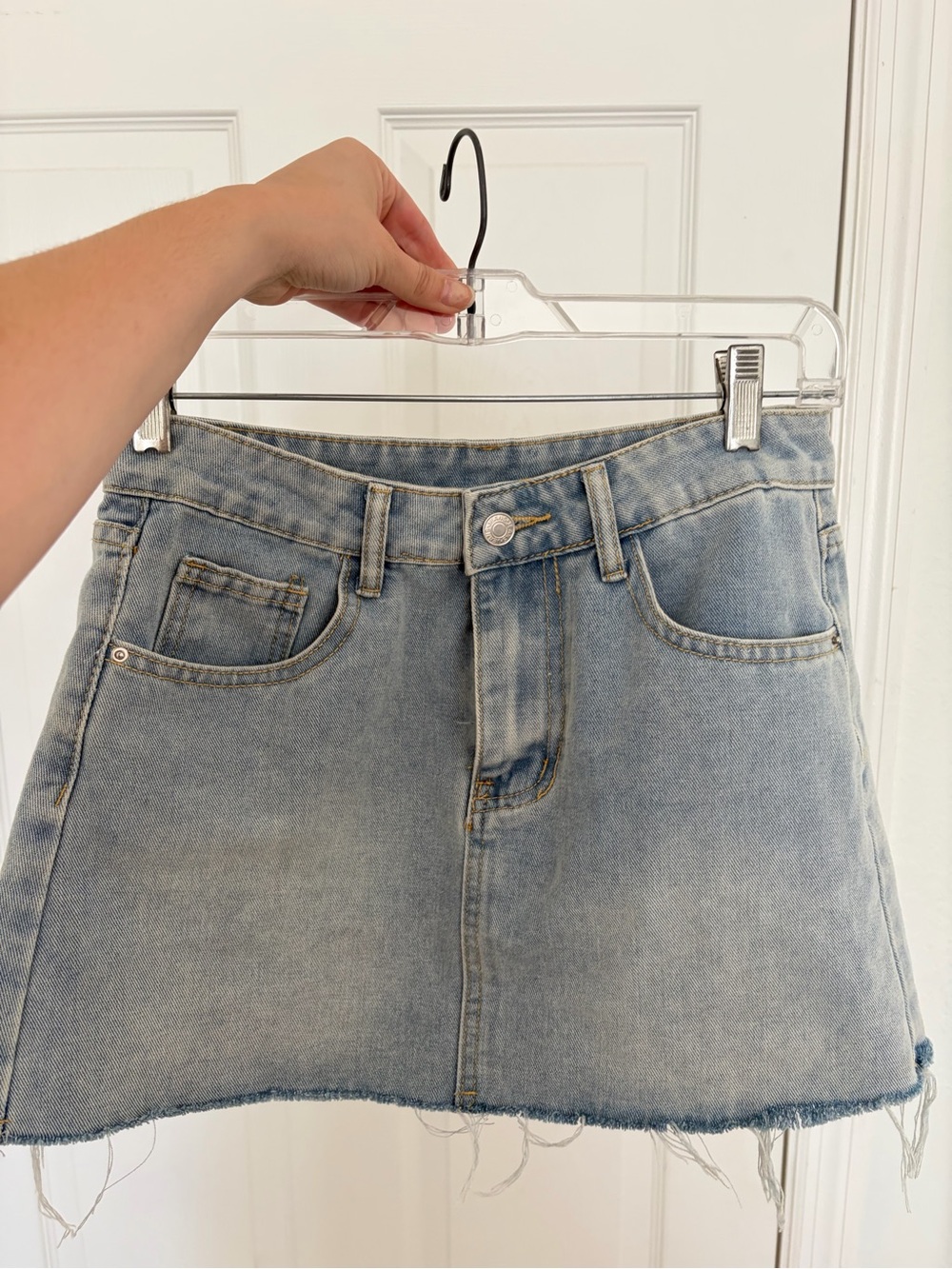 Light Wash Denim Mini Skirt